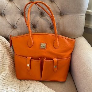 Dooney & Bourke Pebble Leather Crescent Tote with Pouch and Key Fob